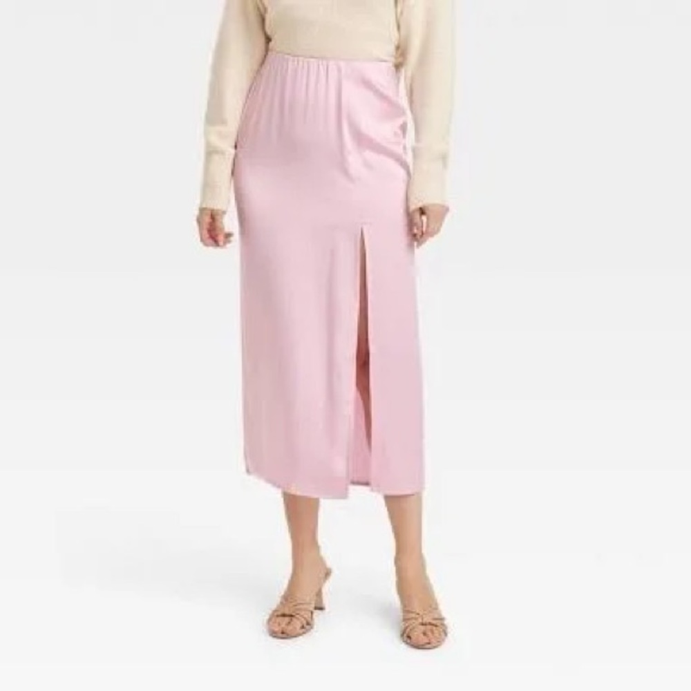 A New Day Light Pink Midi Skirt